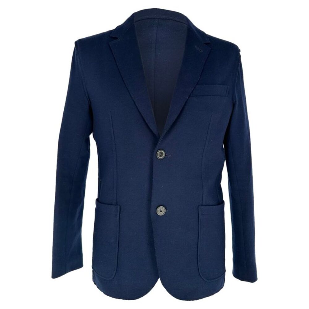 Lanvin Single-Breasted Blazer with Pockets in Navy Blue Wool